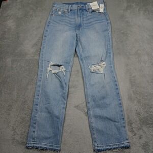 Gap Jeans Womens 28 Blue Denim Cheeky Straight High Rise Distressed NWT